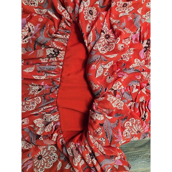 CINQ A SEPT Kathleen Ruched Floral-Print Georgette Skirt Size 2 Midi Fit & Flare - Picture 4 of 9